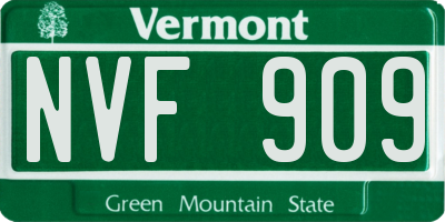 VT license plate NVF909