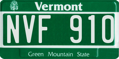 VT license plate NVF910