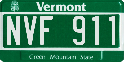 VT license plate NVF911