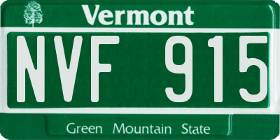 VT license plate NVF915