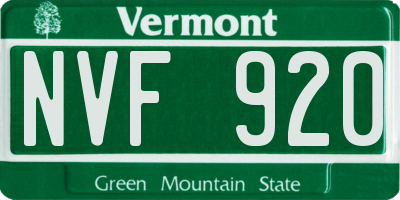 VT license plate NVF920