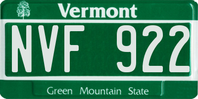 VT license plate NVF922