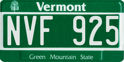VT license plate NVF925