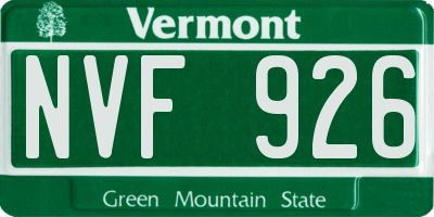 VT license plate NVF926