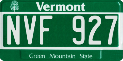 VT license plate NVF927