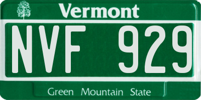 VT license plate NVF929