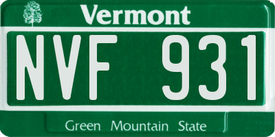 VT license plate NVF931