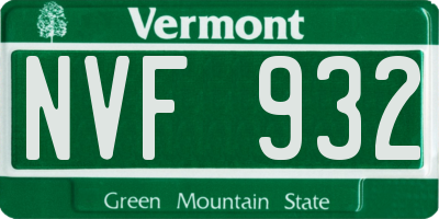 VT license plate NVF932