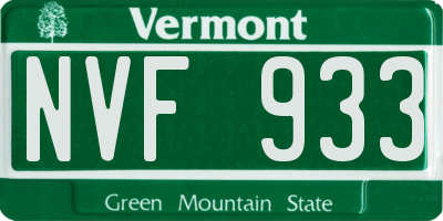 VT license plate NVF933