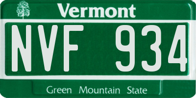 VT license plate NVF934