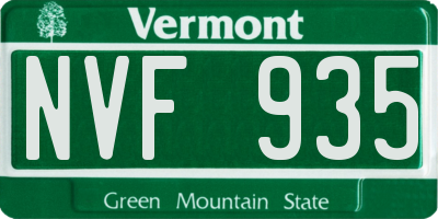 VT license plate NVF935