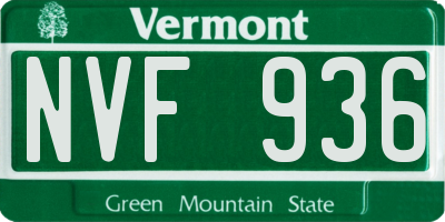 VT license plate NVF936