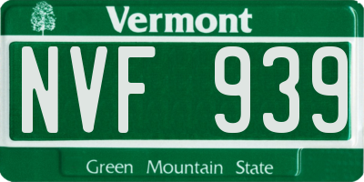 VT license plate NVF939