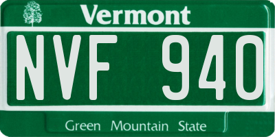 VT license plate NVF940