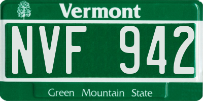 VT license plate NVF942