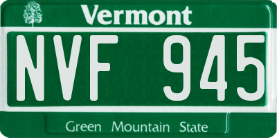 VT license plate NVF945