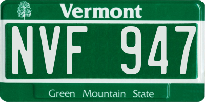 VT license plate NVF947