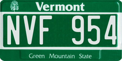 VT license plate NVF954