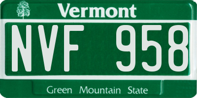 VT license plate NVF958