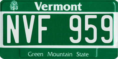 VT license plate NVF959