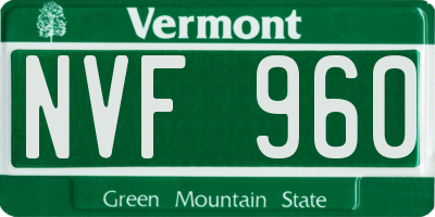 VT license plate NVF960