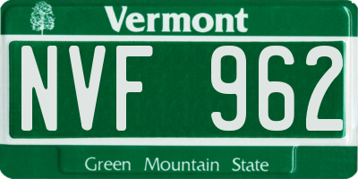 VT license plate NVF962