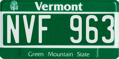 VT license plate NVF963