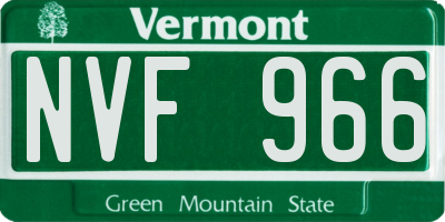 VT license plate NVF966