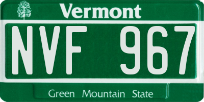 VT license plate NVF967