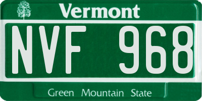 VT license plate NVF968
