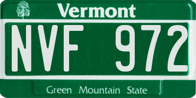 VT license plate NVF972