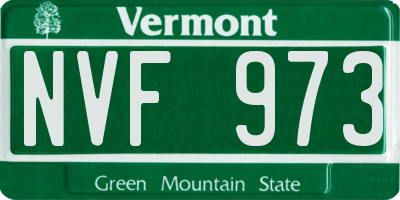 VT license plate NVF973