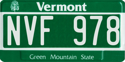 VT license plate NVF978