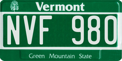 VT license plate NVF980