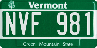 VT license plate NVF981