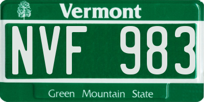 VT license plate NVF983