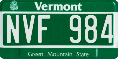 VT license plate NVF984