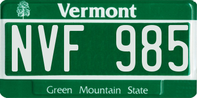 VT license plate NVF985