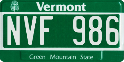 VT license plate NVF986