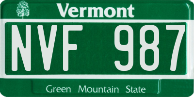 VT license plate NVF987