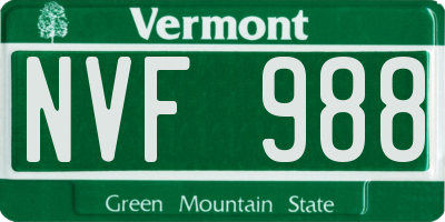VT license plate NVF988