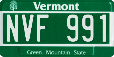 VT license plate NVF991