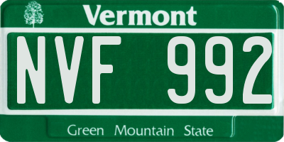 VT license plate NVF992