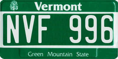 VT license plate NVF996