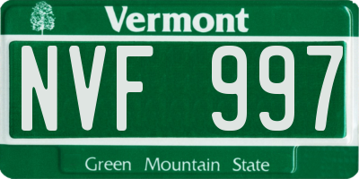 VT license plate NVF997