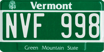 VT license plate NVF998