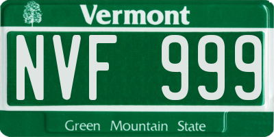 VT license plate NVF999