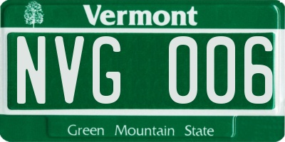 VT license plate NVG006