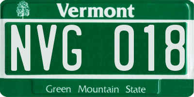 VT license plate NVG018