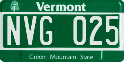 VT license plate NVG025